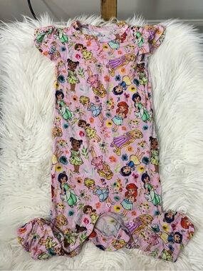 Little Snuggles Pink Disney Princesses Short Sleeve Romper Size 9-12M